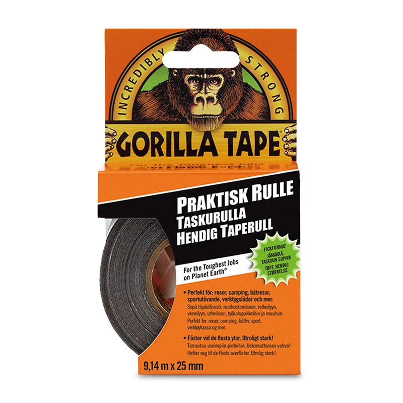 Gorilla To-Go Silvertejp Svart 25mm x 9,14m