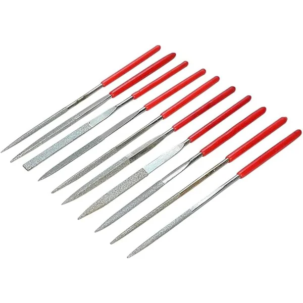 10 st Mini diamantnålfilar i 2x100mm skaft, Multifunktionell Diamantfilset Metallfil