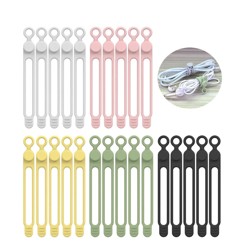 AliExpress - Silikon-Kabelbinder, Kabel-Organizer, Kabelbinder, wiederverwendbare Kabelbinder, Reise-Kabel-Organizer, niedliche elastische Krawatte, 