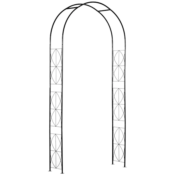 Metallinen puutarhakaari ruusuille ja köynnöskasveille, kasvien ja koristeiden tukikaari, 114x30x230 cm, musta