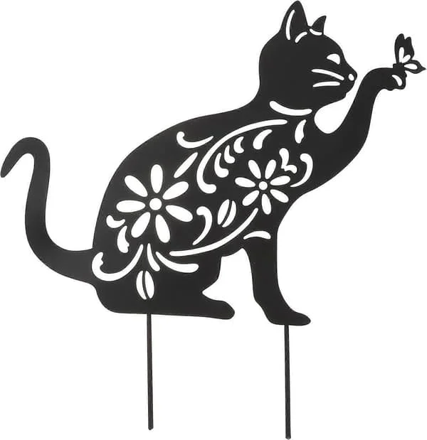 Katt Hagedekor: Svart Kattepynt - Hagekattepynt: Katt Hagestatue: Planteinnredning Kattsilhuett Hagedekor