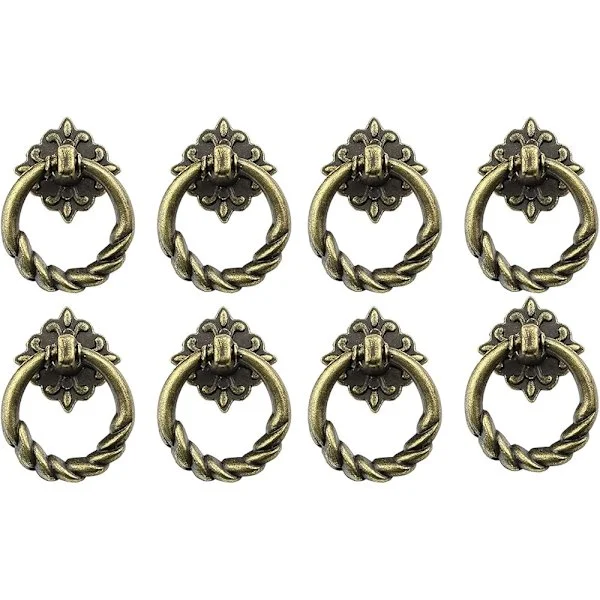8 stk. trækhåndtag Vintage knopper, bronze antikke møbelknopper, velegnet til skabe, toiletborde, møbler osv. (bronze)