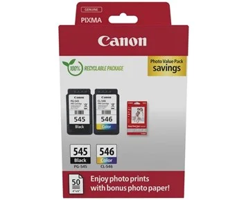 Canon-PG-545/CL-546 Paper Pack-Canon C/M/Y blekkpatron + fotopapir-Printing ink, toner & paper-Blekk og toner