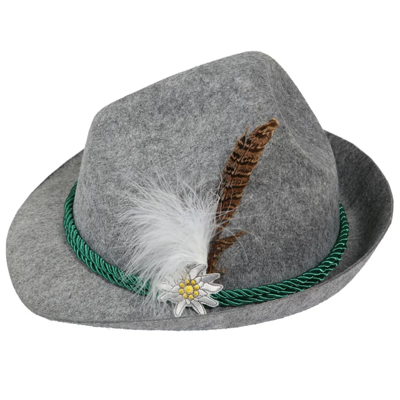 Oktoberfest Deluxe Tyrolerhat Grå