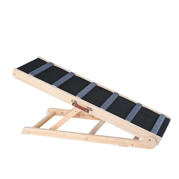 Foldbar Rampe til Hund-Duoku-Trærampe på 105cm-Justerbar til Små og Store Hunde-Højde Justerbar fra 35,9 til 65,5 cm