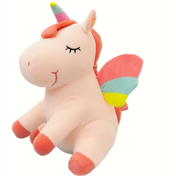 Enhjørning Tøjdyr Legetøj Sød Blød Enhjørning Plys Kælepude med Regnbuevinger Kawaii Legetøj til Børn Piger (25CM/9.8Tommer, Pink)