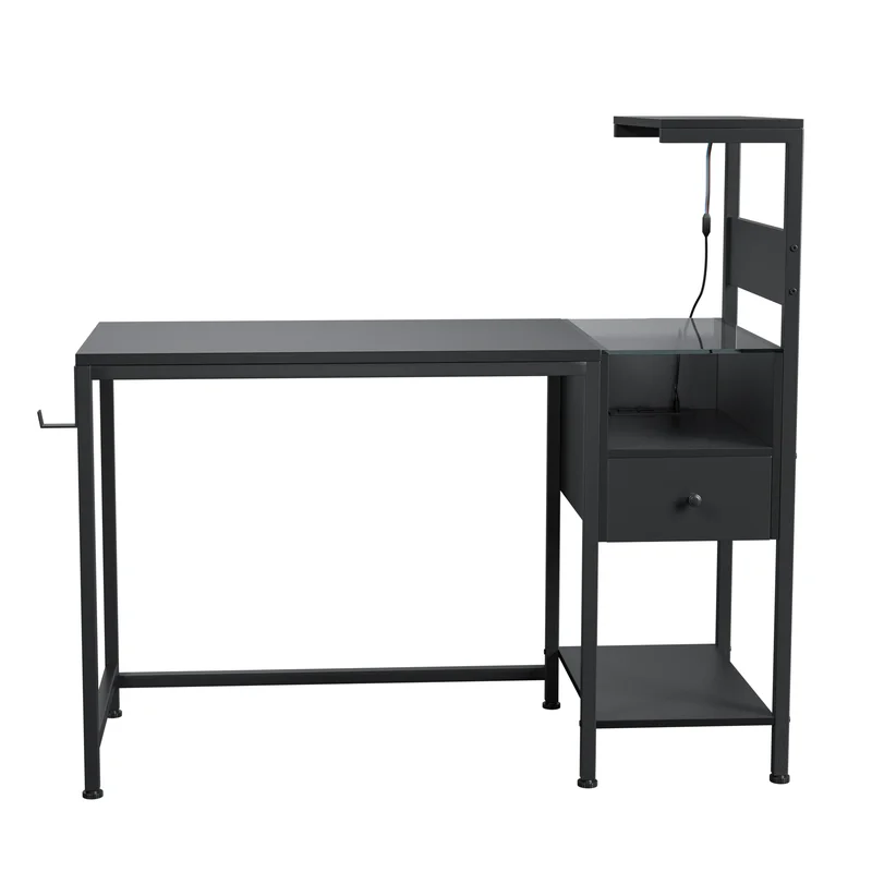 AliExpress - Schreibtisch, Büro-Schreibtisch, Laptop-Studiertisch, Moderner Computer-Arbeitsplatz mit integrierter Steckdose & USB-Anschlüssen, 