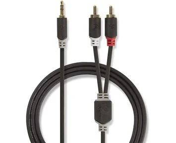 Nedis-3.5 mm Male - 2x RCA Male 5 m-5 meter lang 3,5 mm - 2x RCA-lydkabel-Audio Accessories And Cables-Høyttalertilbehør