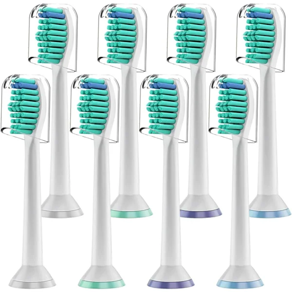 Udskiftningsbørstehoveder til Philips Sonicare HX3/HX6/HX9/HX8/HX7 elektriske tandbørster, 8 standard børstehoveder (hvid)