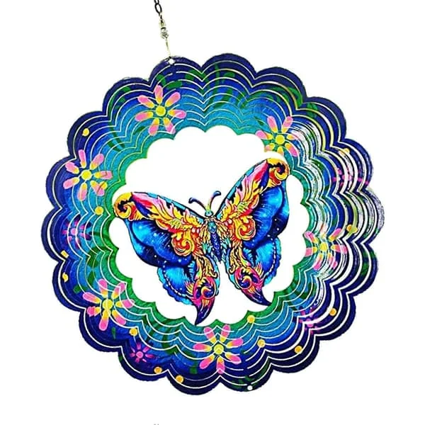 Butterfly Metal Windmill Wind Catcher For Garden 3D Gradient Color Wind Sculpture Spinner Catcher For Indoor Outdoor Garden Window