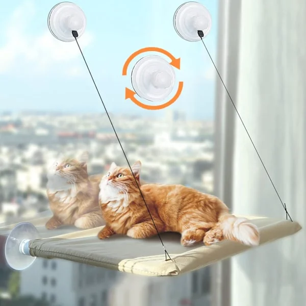 Cat Hammock for Window - Large Wall Shelf, Lounger (Up to 25 kg), Super Stable Sunbed, 54x30CM