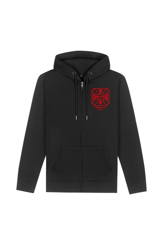 Hoodie West Coast Choppers ATX Cross Zip Schwarz/Rot M
