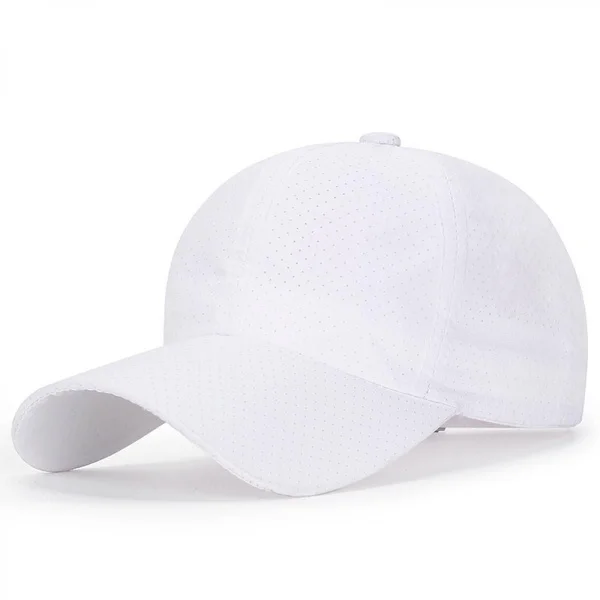 Unisex Breathable Full Mesh Baseball Cap, Quick Dry Running Hat, Lightweight Cooling Water Sports Cap, White