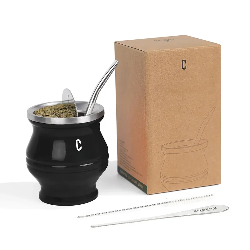 AliExpress - Ensemble Yerba Mate Cup Bombilla - Le ensemble Yerba Mate 5 en 1 comprend une tasse Mate moderne, un ensemble Yerba Mate Shaper, Bombilla