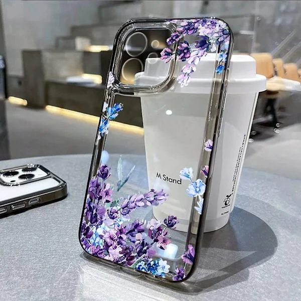 Lila Blommor Mobilskal För iPhone 13 Skal iPhone 16 Pro Max 11 15 14 12 17 Pro Max 16e 7 8 Plus XR SE Air Silikon Mjukt Skal
