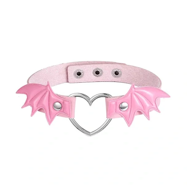 Halloween Bat Wings Choker Necklace for Women and Girls Heart Choker Leather Necklace Goth Jewelry Cosplay Gothic Accessories