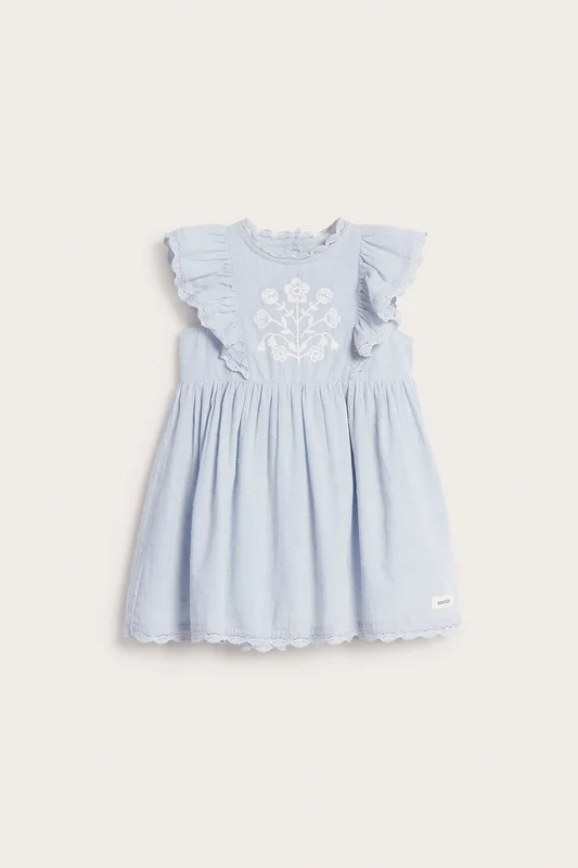 Newbie | Klänning med blommigt broderi Blå 62 | Baby