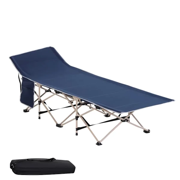 Tältsäng Hopfällbar Campingsäng Med Förvaringsväska, Stål & Oxford, Blå, 190X68X52Cm