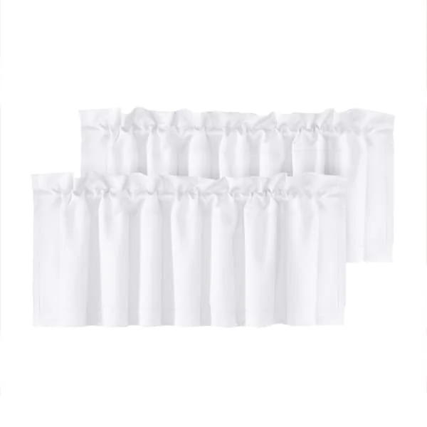 Pimennysverhot, 2 kpl - Polyesteriset lyhyet ikkunaverhot makuuhuoneeseen, olohuoneeseen White