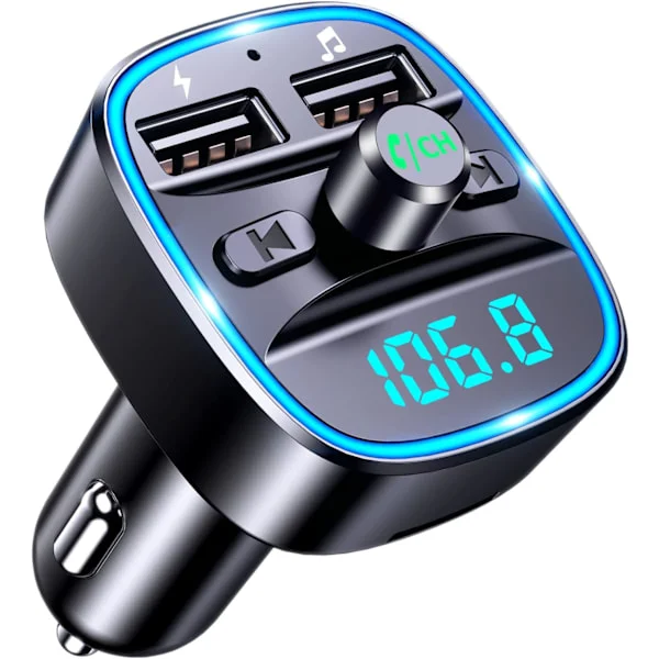 Bluetooth-billadapter, bil-MP3-spelare FM-sändare, handsfree-samtal, dubbla USB-portar (5V/2.4A & 1A), LED-skärm, USB-minne