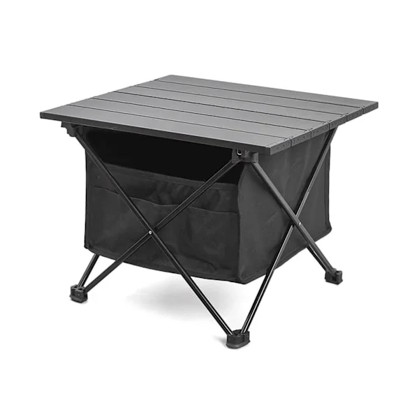 Udendørs Camping Bærbar Foldbart Bord Aluminium Legering Camping BBQ Gadebod Sidebord Sort S med Opbevaringspose