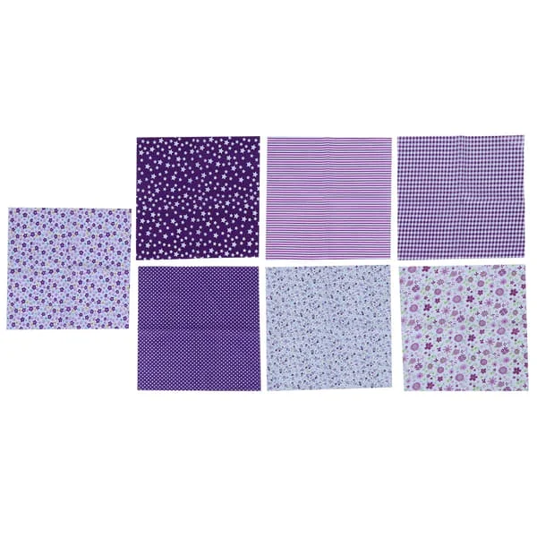 7 st 50x50 cm lila blommigt bomullstyg för DIY hantverk sömnad scrapbooking lapptäcke kit