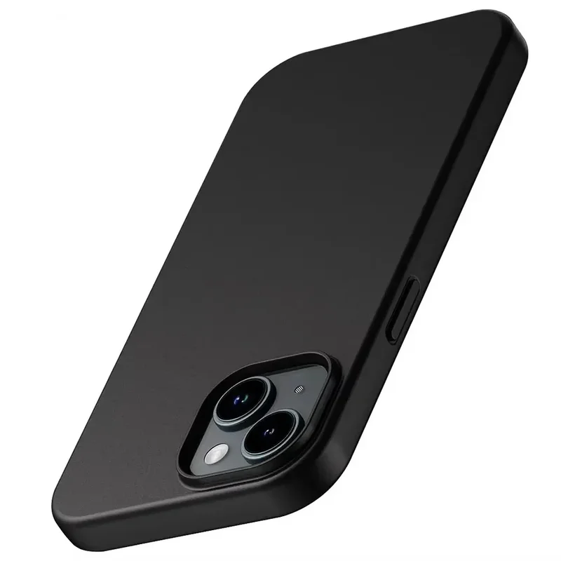 AliExpress - Luxe Matte Silicone Soft Case Voor iPhone 16 15 14 Plus 13 12 Mini 11 Pro XS Max X XR SE 2 3 7 8 Plus Effen Zwarte Achterkant