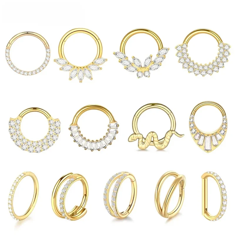 AliExpress - 1Pc titane nez cerceau Daith boucle d'oreille conque Helix Septum Piercing Clicker Segment Helix Rook oreille Piercings femmes corps 