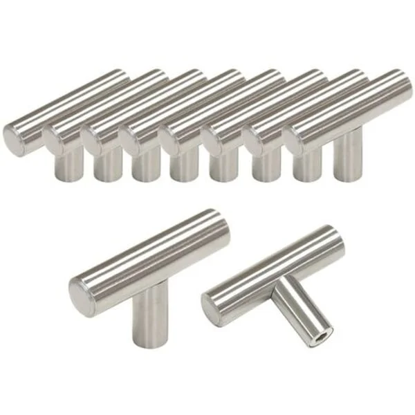 10 x Ø12mm T-Bar handtag kök handtag möbelskåpsdörrar rostfritt stål lådknoppar (längd: 50mm)