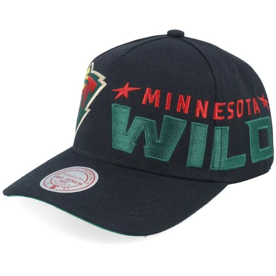 Mitchell & Ness - NHL Svart adjustable Caps - Minnesota Wild Busted Pro Black A-Frame Adjustable @ Hatstore