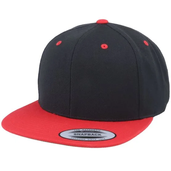 Yupoong - Black/Red Snapback Snapback Black Cap - @ Hatstore