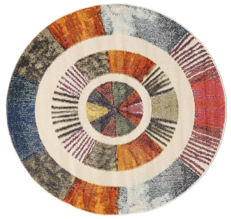 Geometric Going Round Multicolor Round Small Oeko-Tex Rug