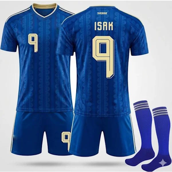 2026 World Cup Sweden Away Kit Kids Adult Football Jersey with Socks No.9 Isak