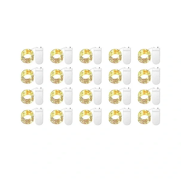 20-pakning batteridrevne lyslenker 1 m 20 LED minilys stjernelys for Norgesglass Jul, varmhvite kvalitetsgaver