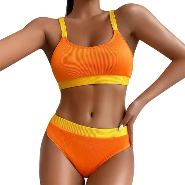 Kvinnors vadderade bikiniset baddräkt baddräkt sommar baddräkt strandkläder orange