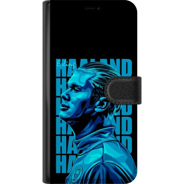 Kompatibelt Lommeboketui til Xiaomi Redmi Note 13 Pro Rent blåtonet portrett av Erling Haaland i moderne sportsdesign