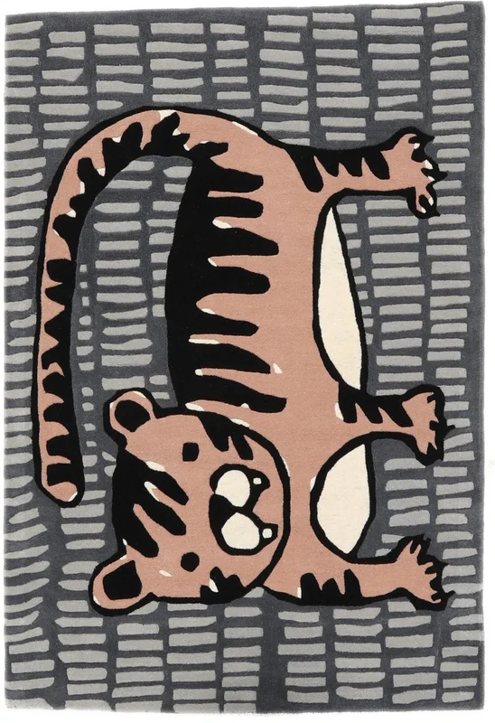 Kids Rug Small Cool Cat - Grey/Terracotta 120X180 Wool