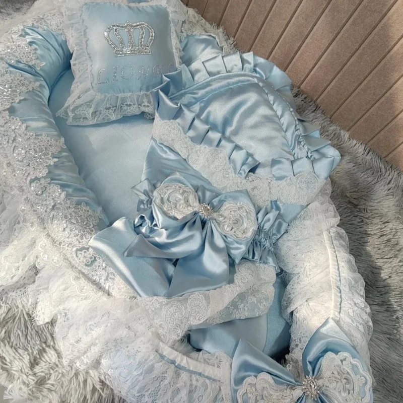 AliExpress - Beginnings Seidenweiches Baby-Lounger-Kissen-Set 0-1 Jahr Babybett-Bettwäsche Französische Spitze Neugeborenen-Essentials Baby-Nest-