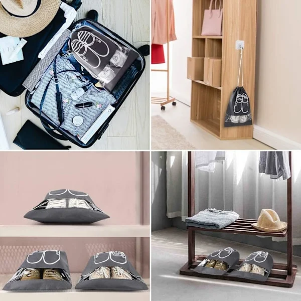 15 Pieces Shoe Bags, Breathable Non-Woven Fabric Shoe Covers with Drawstring
