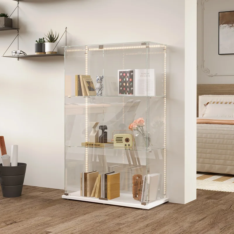 AliExpress - Vitrine en Verre avec LED et Serrure Armoire Vitrine pour Collection avec 2 Portes et 3 Étagères Meuble Vitrine Verre pour Salon