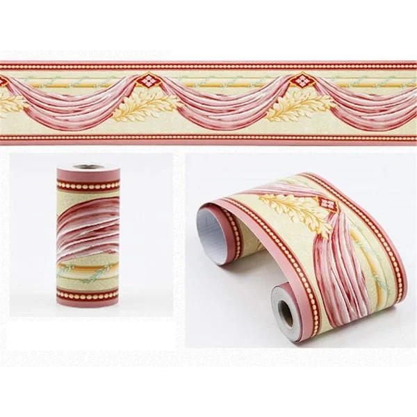 Red Drape Wallpaper Border Removable Wall Decor Wall Border Bulletin Board Border Cutout Waterproof PVC Sticker Baseboard 10cm X 900cm