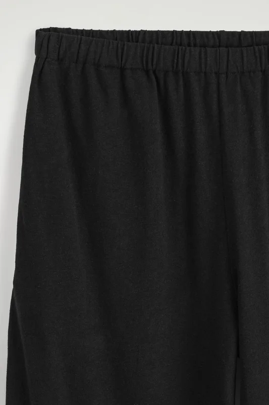 COS Women's Cotton-Linen Wide-Leg Trousers in Black