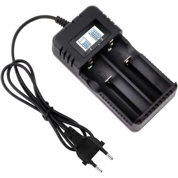 18650 Batterilader – 4.2V 1200mA Rask Universallader med LCD-skjerm – 2 Uavhengige Spor for Li-ion Batterier