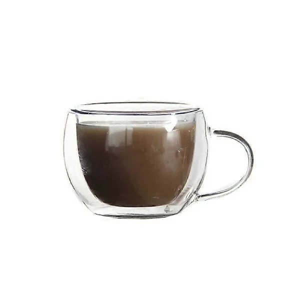 Double Wall Glass Cappuccino Mugs 300ml, Clear Coffee Mug Espresso Mugs, Insulated Glass Mug with Handle