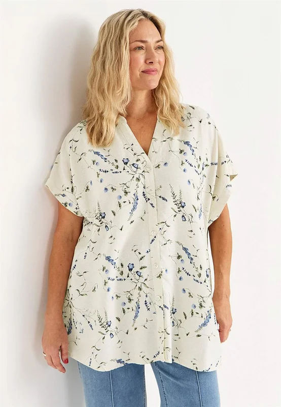 Cellbes of Sweden - Blomstret tunika i lin- og viskoseblanding i blomstret for damer i størrelse 34/36