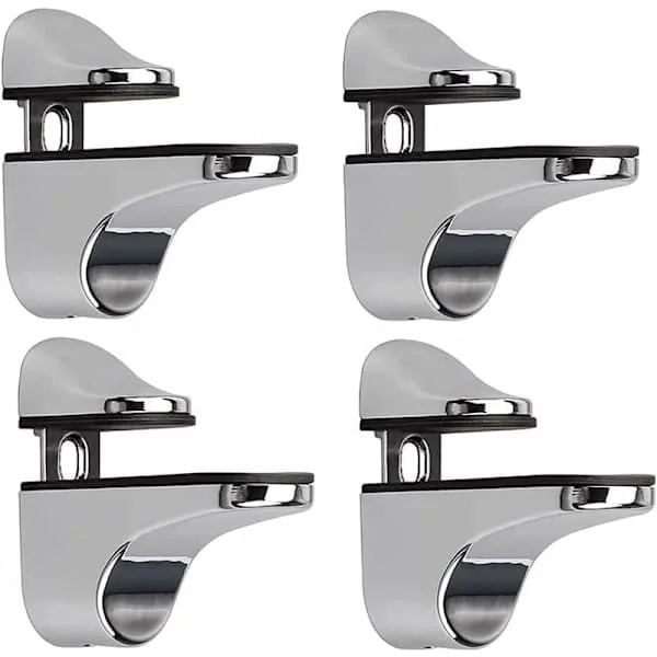 Adjustable Glass Shelf Bracket, 4 Pcs Glass Shelf Brackets, Wall Mounted Glass Clamp, Bracket for Glass Shelves, for Glass Shelf-FA-