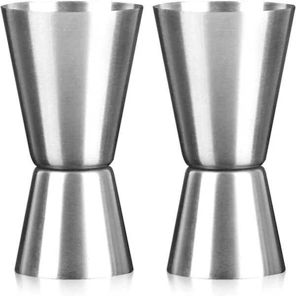 2 STK Målebeger i rustfritt stål med dobbelthode 1oz/2oz Japansk-stil Sølv Cocktail Jigger Vinmåler Cocktail Lagdelt Målebeger