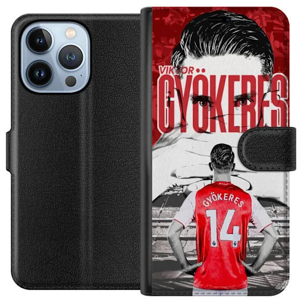 Kompatibelt Plånboksfodral till Apple iPhone 13 Pro Viktor Gyökeres Arsenal - Fotbollsmotiv med tröja nummer 14 på arenan