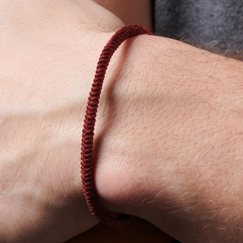 Braccialetto con nodo della fortuna rosso per uomini - Braccialetti con cordino