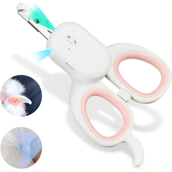 Pet Nail Clippers with LED and UV Light, Dog and Cat Claw Scissors, Super Bright LED Light Protects Nail Blood Vessels.